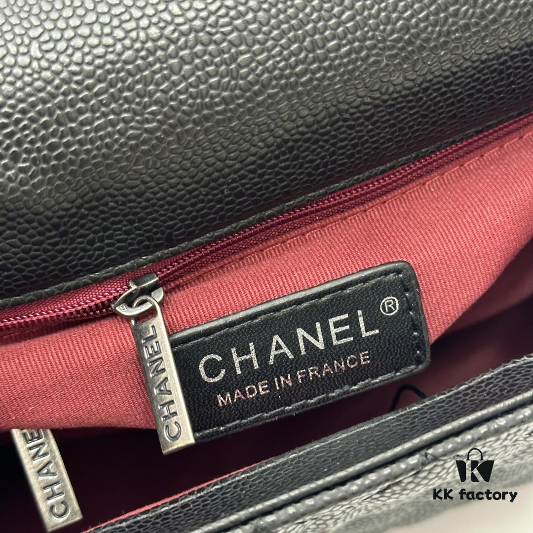 Calfskin Leather Shoulder & Top Handle Bag with Lizard Texture and Chanel-Style Hardware