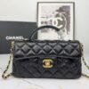 CHANEL 25P New Handle Top Handle Bag Mini in Black and Gold Lambskin