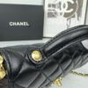 CHANEL 25P New Handle Top Handle Bag Mini in Black and Gold Lambskin