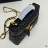 CHANEL 25P Black and Gold Brushed Logo Flat Box Bag in Top-Grain Caviar Leather