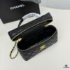 CHANEL 25P Black and Gold Brushed Logo Flat Box Bag in Top-Grain Caviar Leather