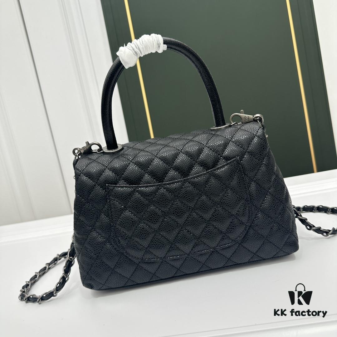 Calfskin Leather Handbag with Lizard Texture, Exclusive Chanel-Style Hardware, Dual Carry Tote & Shoulder Bag