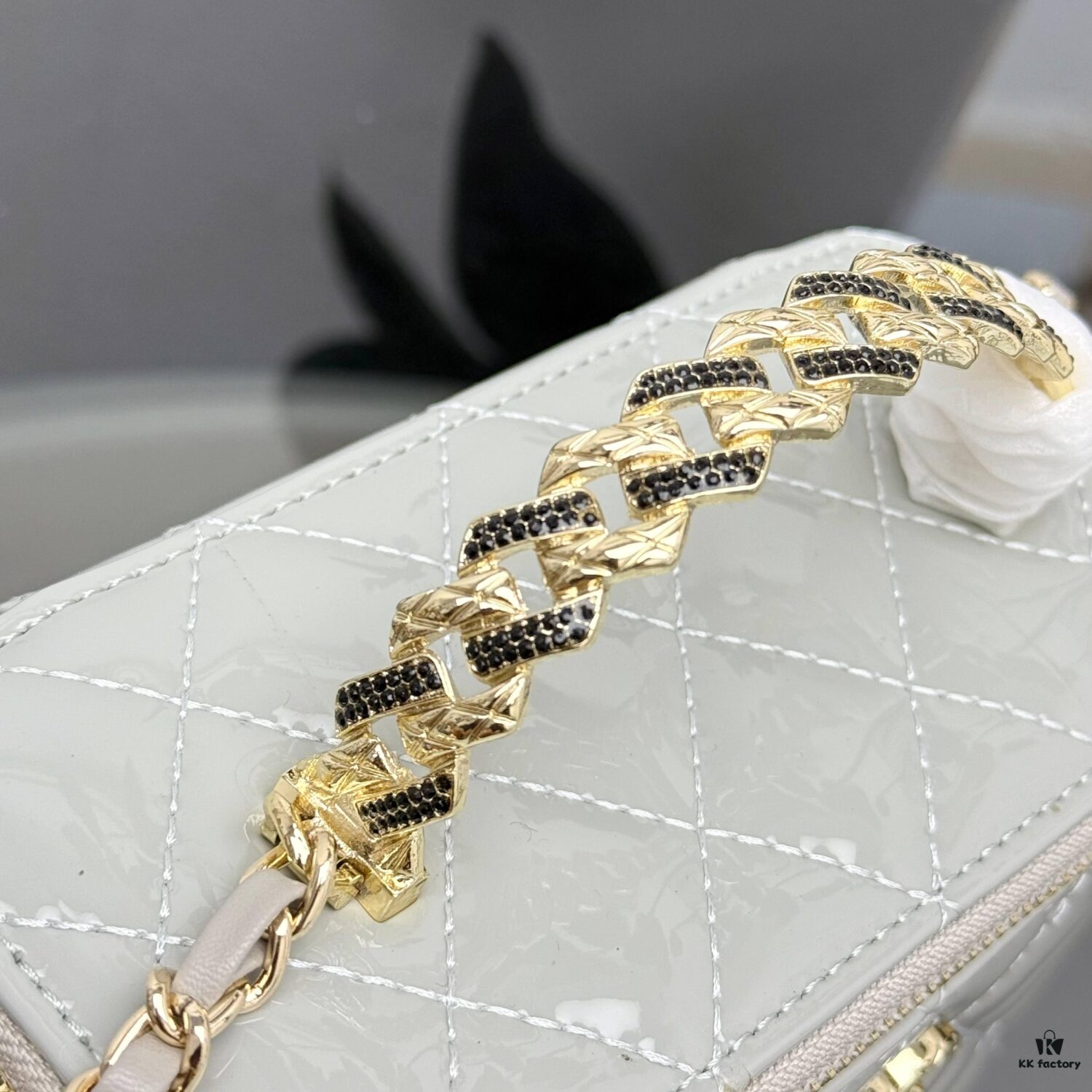 Bestselling Upgraded Chanel-Style Box Makeup Bag with Rhinestone Handle