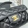CHANEL 25P New Handle Top Handle Bag Mini in Black and Gold Lambskin