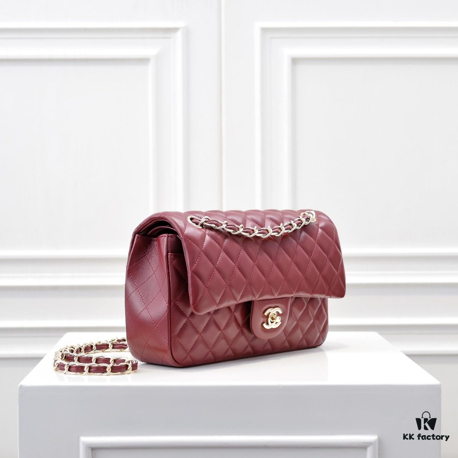 CHANEL Lambskin Classic Crossbody Bag with Original Hardware, Red Interior, Summer Style