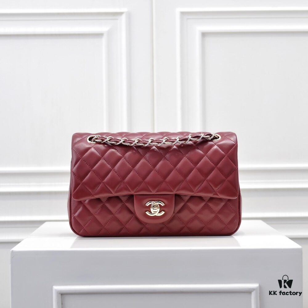 CHANEL Lambskin Classic Crossbody Bag with Original Hardware, Red Interior, Summer Style