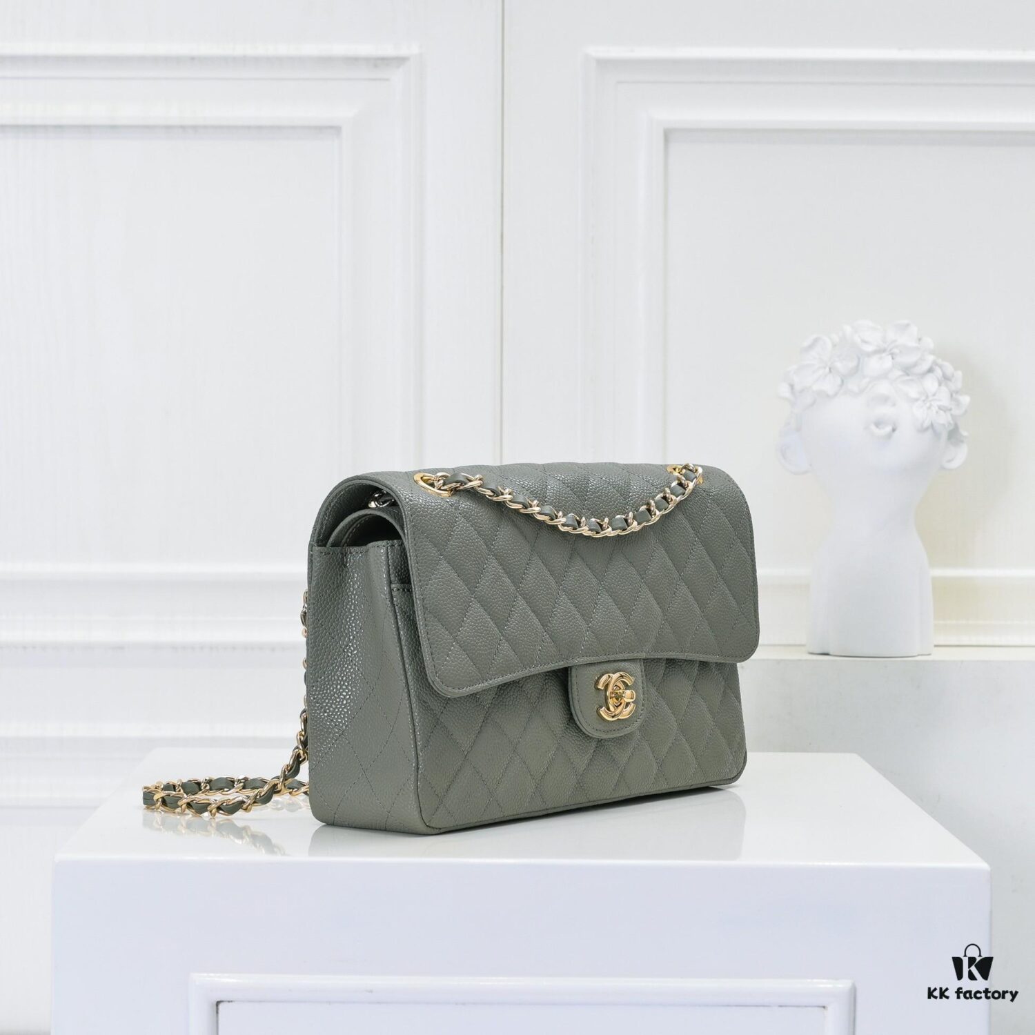 Chanel 2.55 Classic Flap Bag in Top-Tier Caviar Quilted Calfskin with Genuine 24K Gold Hardware