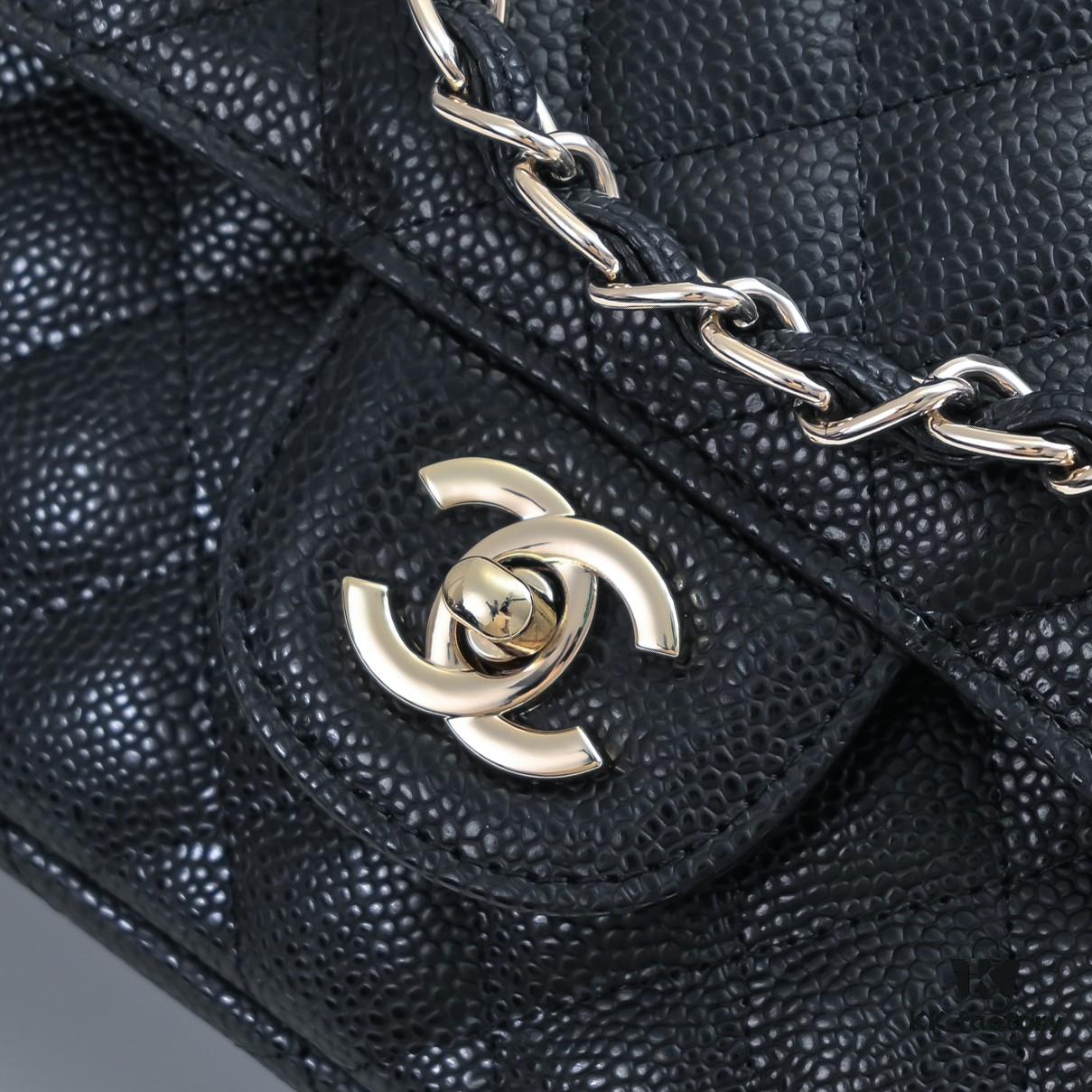 Chanel 2.55 Quilted Caviar Leather Shoulder Bag with Genuine Gold-Tone Hardware