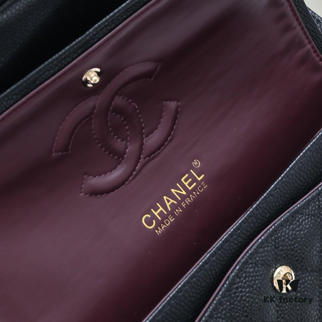 Chanel 2.55 Quilted Caviar Leather Shoulder Bag with Genuine Gold-Tone Hardware