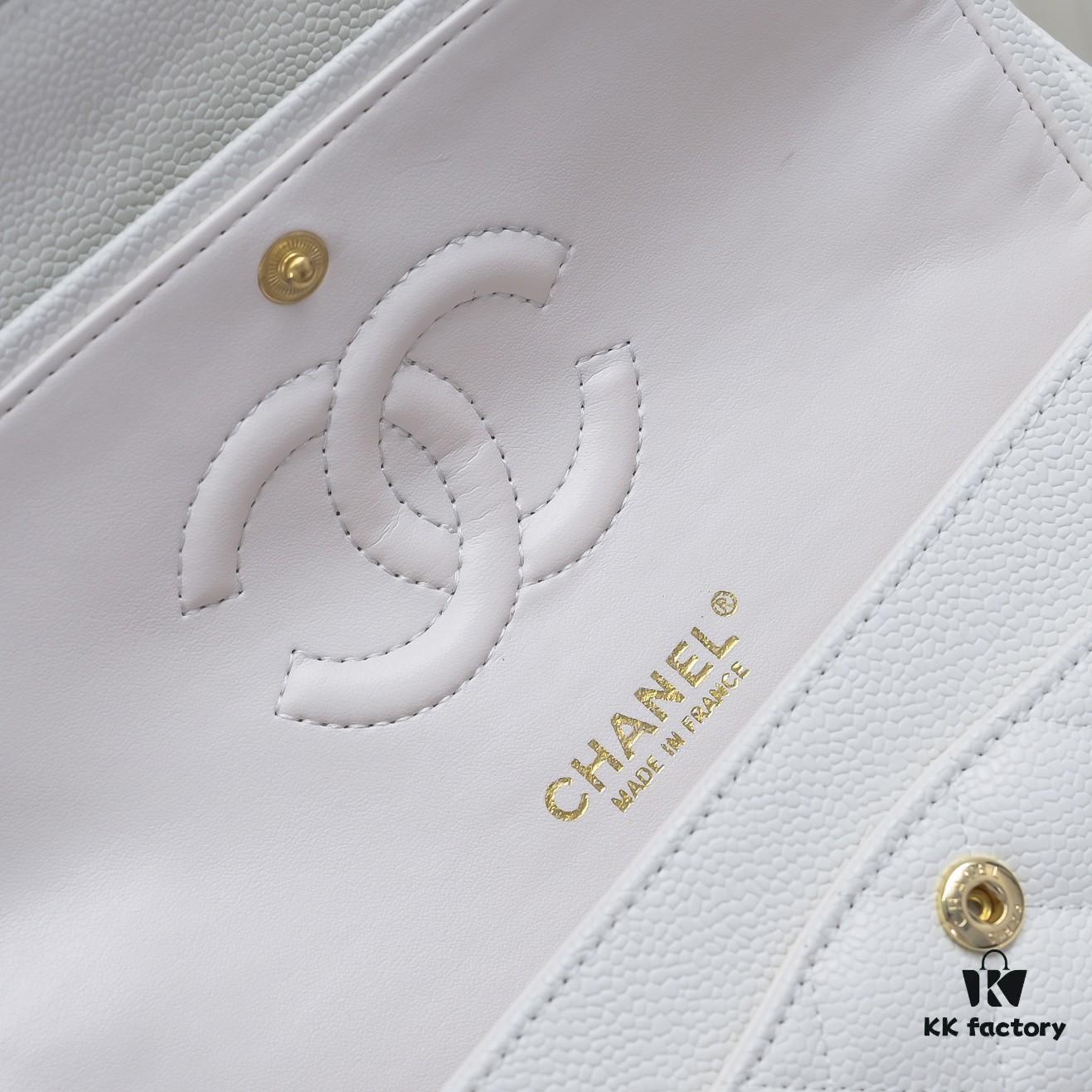 Chanel 2.55 Quilted Caviar Leather Shoulder Bag with Genuine Gold-Tone Hardware