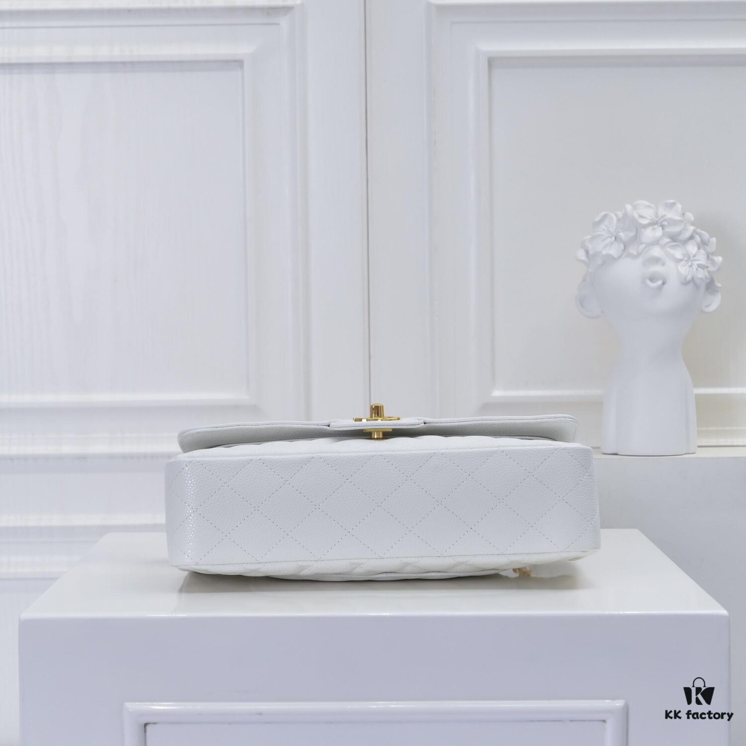 Chanel 2.55 Quilted Caviar Leather Shoulder Bag with Genuine Gold-Tone Hardware