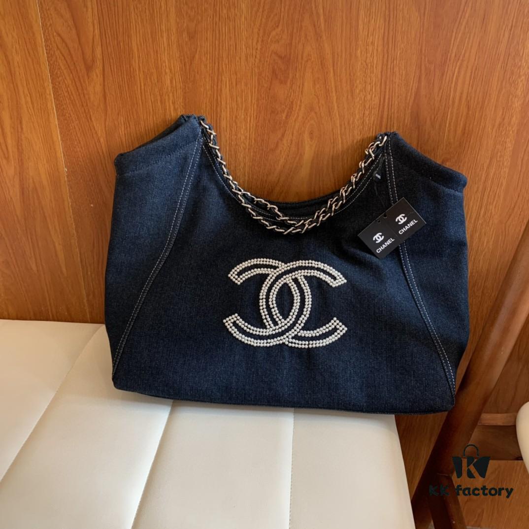 Mini Chanel Denim Underarm Tote Bag CHANEL 2024 New Trendy Fashion Popular Style