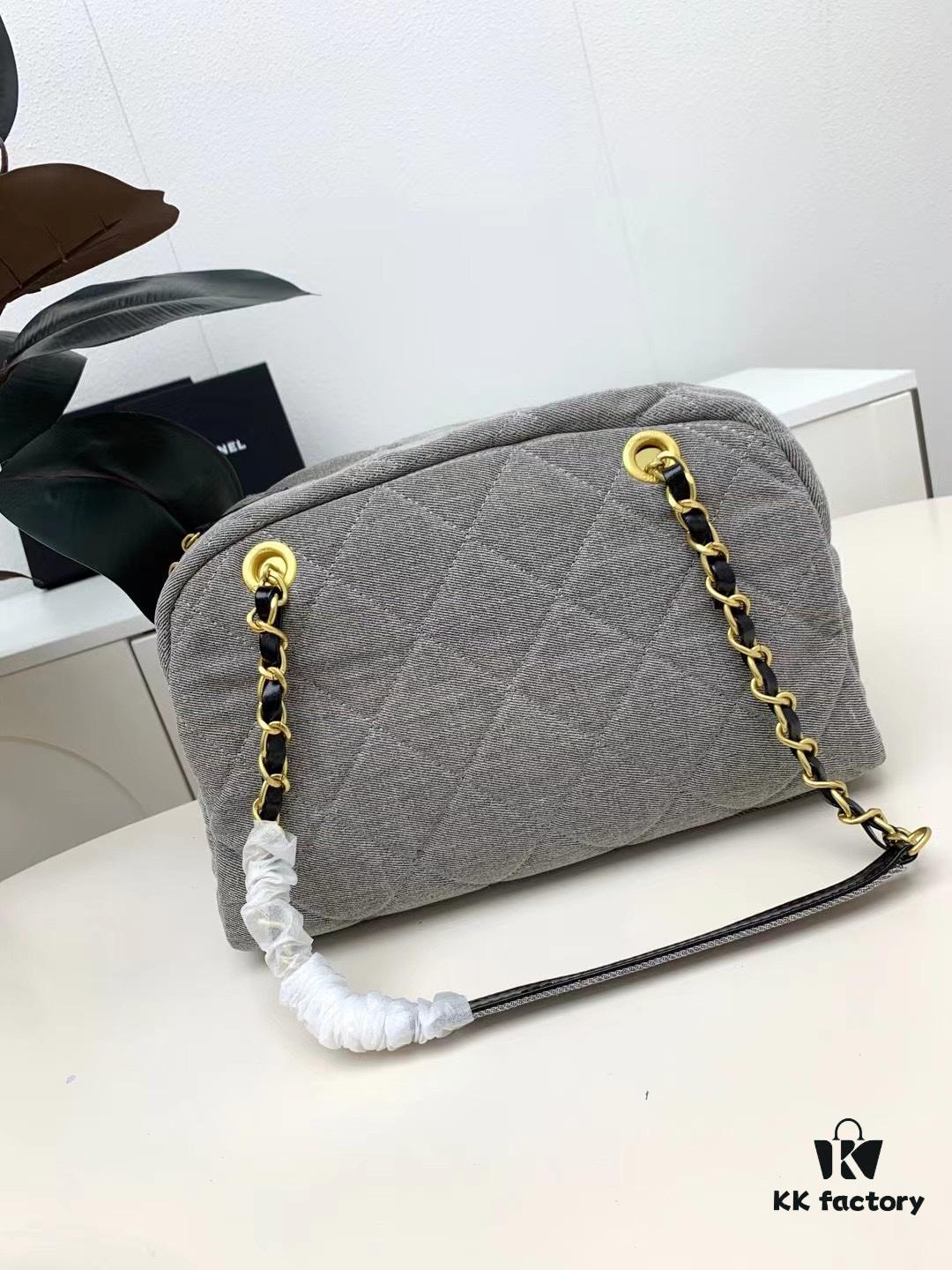 Chanel Washed Denim Bowling Bag, Fully Shipped