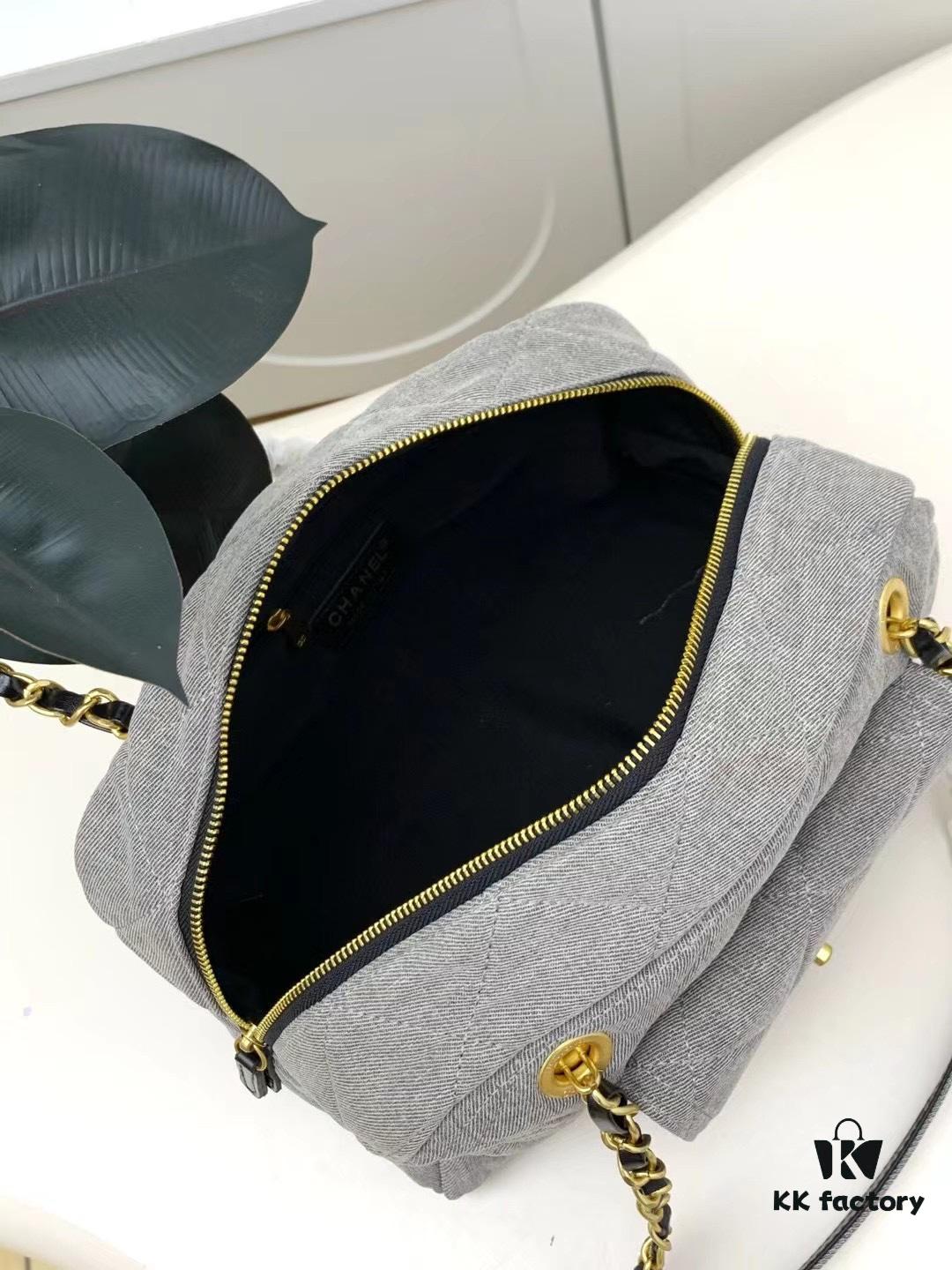 Chanel Washed Denim Bowling Bag, Fully Shipped