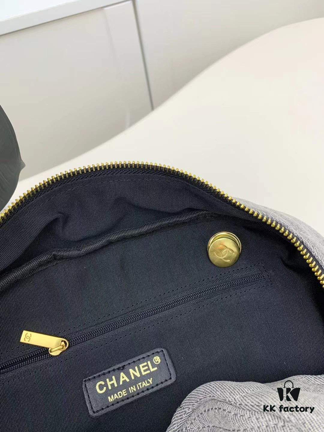 Chanel Washed Denim Bowling Bag, Fully Shipped