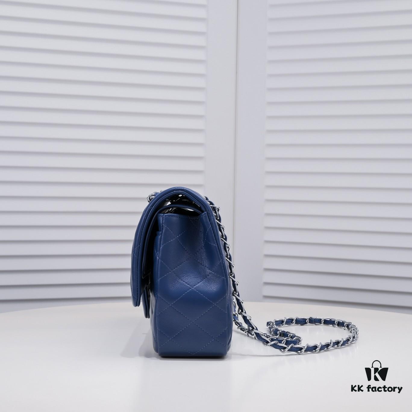 Deep Blue Chanel Classic Century Style, Exquisitely Crafted with Imported Lambskin and Original Hardware, Quilted Diamond Pattern, Soft and Perfect Shape