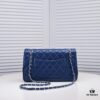 Deep Blue Chanel Classic Century Style, Exquisitely Crafted with Imported Lambskin and Original Hardware, Quilted Diamond Pattern, Soft and Perfect Shape