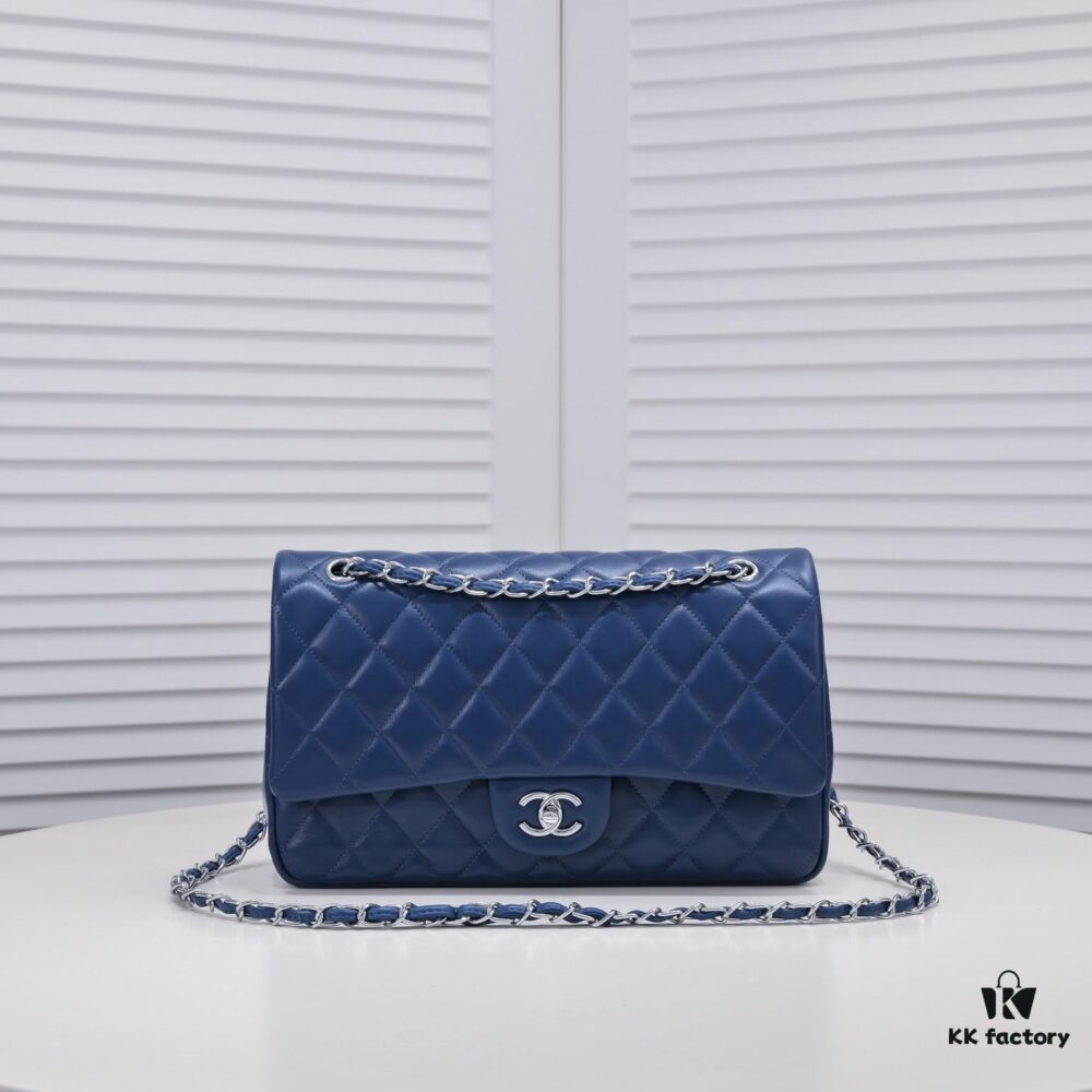 Deep Blue Chanel Classic Century Style, Exquisitely Crafted with Imported Lambskin and Original Hardware, Quilted Diamond Pattern, Soft and Perfect Shape