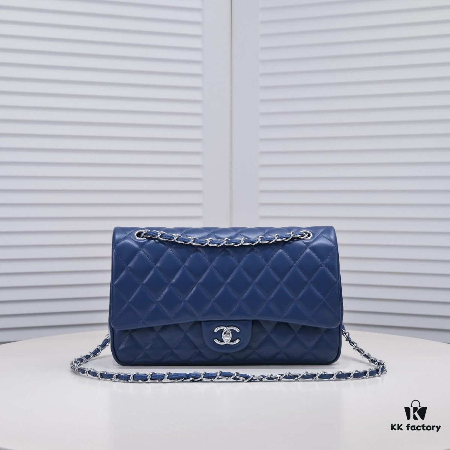 Deep Blue Chanel Classic Century Style, Exquisitely Crafted with Imported Lambskin and Original Hardware, Quilted Diamond Pattern, Soft and Perfect Shape