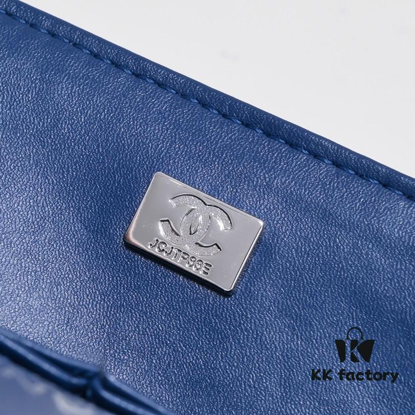 Deep Blue Chanel Classic Century Style, Exquisitely Crafted with Imported Lambskin and Original Hardware, Quilted Diamond Pattern, Soft and Perfect Shape