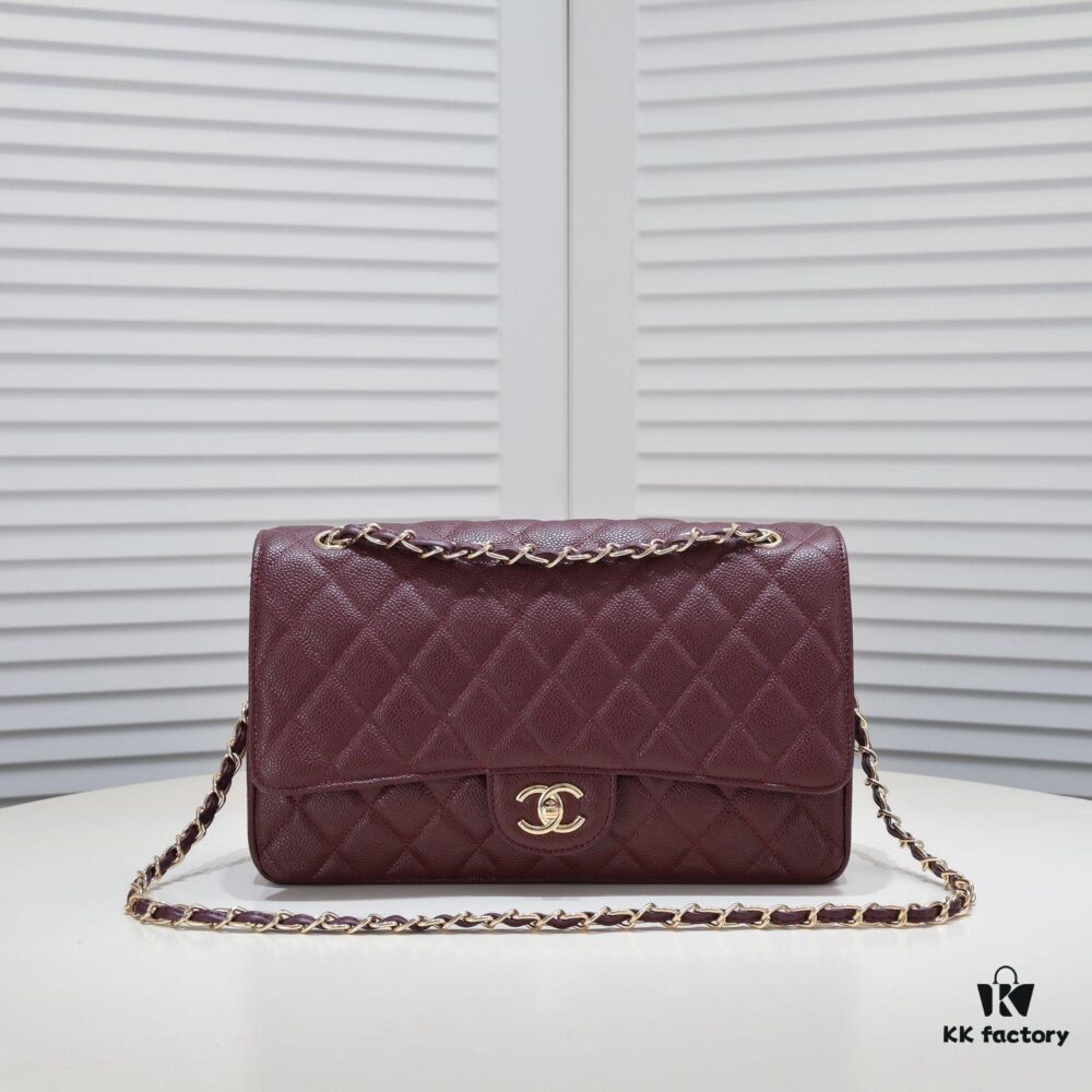 Burgundy Red Chanel Classic Century Bag, Exquisite Craftsmanship with Imported Caviar Calfskin and Authentic Hardware, Quilted Design, Soft Shape, Size: 30X18X8cm, Model No. 1113