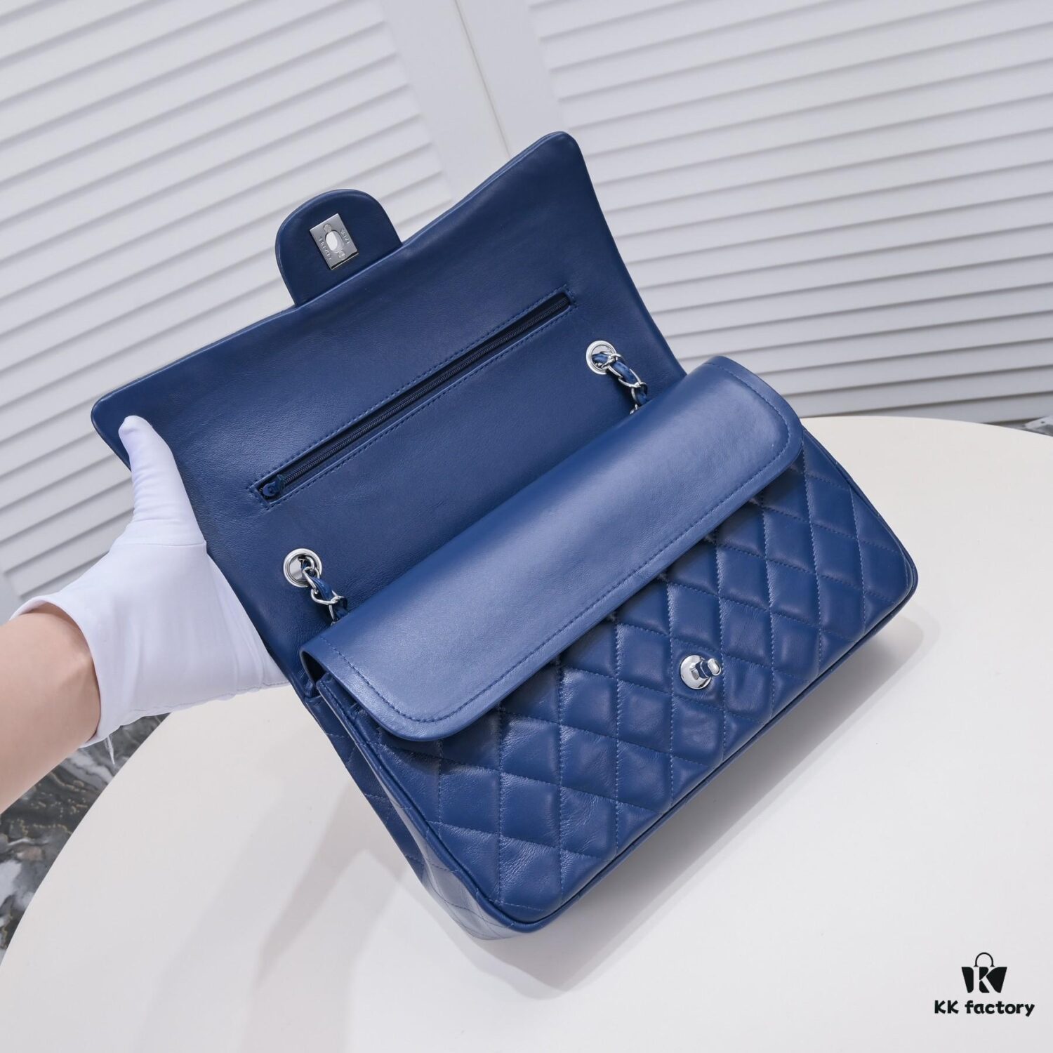 Deep Blue Chanel Classic Century Style, Exquisitely Crafted with Imported Lambskin and Original Hardware, Quilted Diamond Pattern, Soft and Perfect Shape