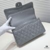 Gray Chanel Classic Flap Bag, Century Iconic Style, Premium Imported Caviar Leather with Authentic Hardware