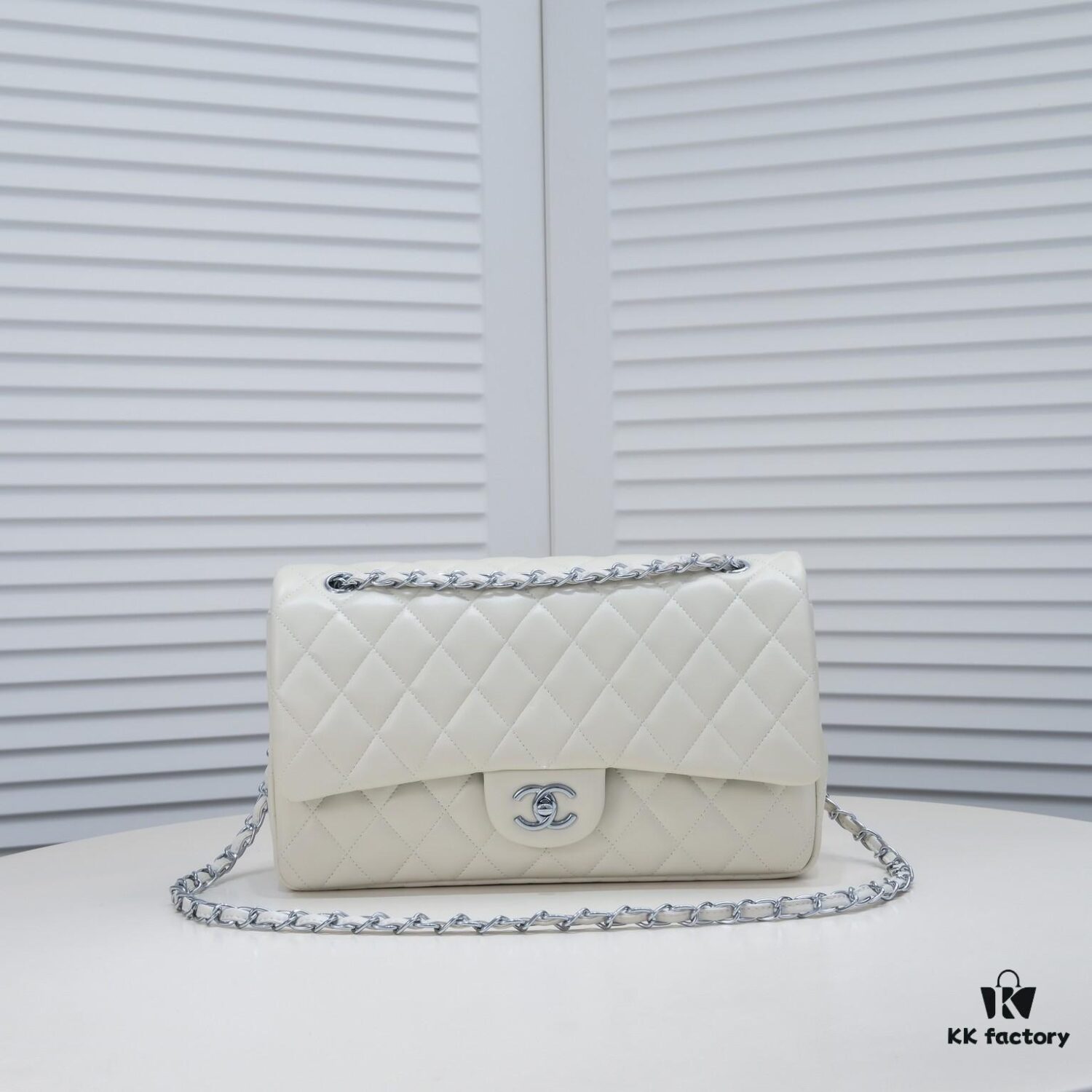 Beige Chanel Classic Century Style, Exquisitely Crafted with Imported Lambskin and Authentic Hardware, Quilted Design with Perfect Soft Silhouette