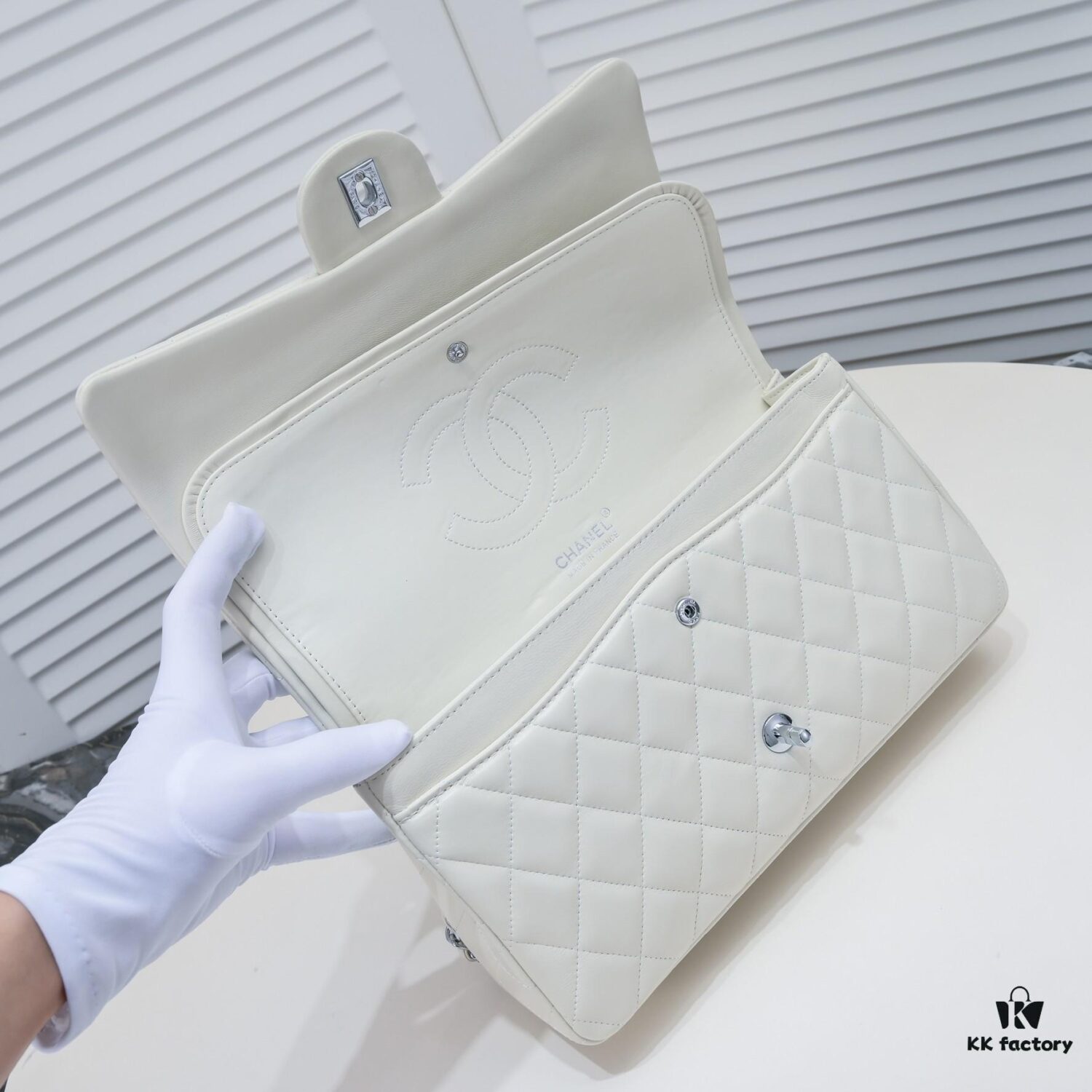 Beige Chanel Classic Century Style, Exquisitely Crafted with Imported Lambskin and Authentic Hardware, Quilted Design with Perfect Soft Silhouette