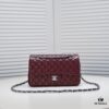 Burgundy Red Chanel Classic Lambskin Crossbody Bag with Original Hardware