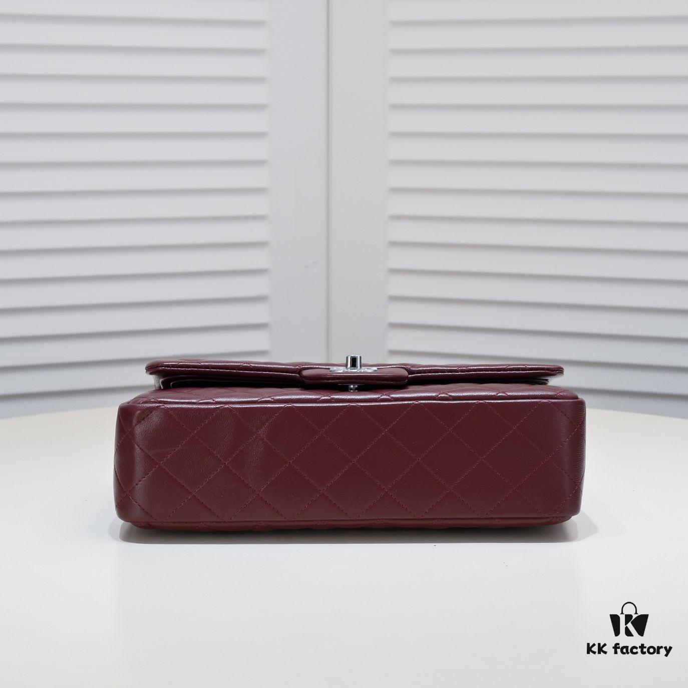 Burgundy Red Chanel Classic Lambskin Crossbody Bag with Original Hardware