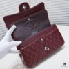 Burgundy Red Chanel Classic Lambskin Crossbody Bag with Original Hardware