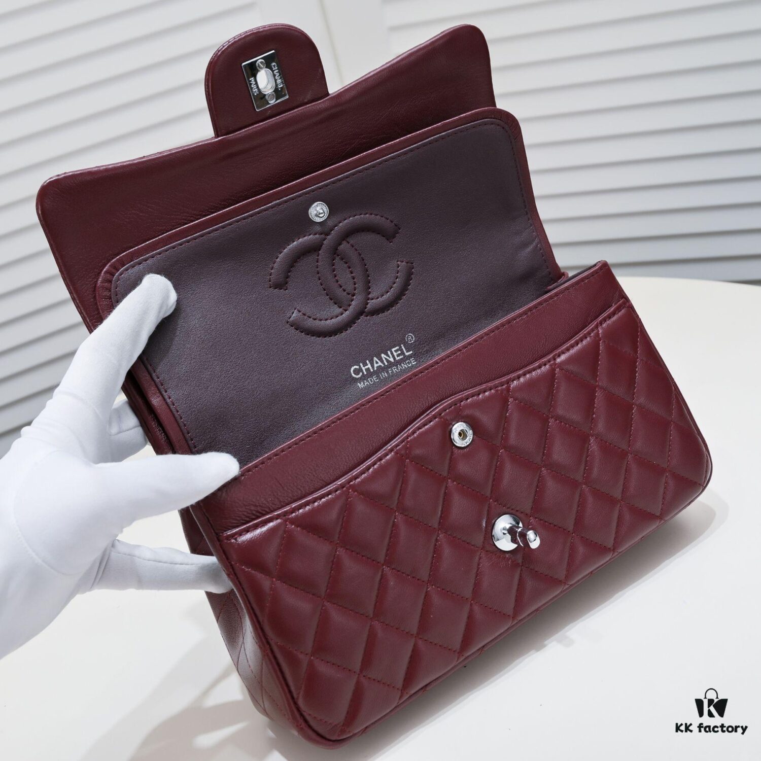 Burgundy Red Chanel Classic Lambskin Crossbody Bag with Original Hardware