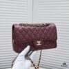 Burgundy Red Chanel CF2.55, Ultimate Masterpiece in Exotic Caviar-Grained Calfskin with Genuine 18K Gold Hardware