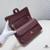 Burgundy Red Chanel CF2.55, Ultimate Masterpiece in Exotic Caviar-Grained Calfskin with Genuine 18K Gold Hardware