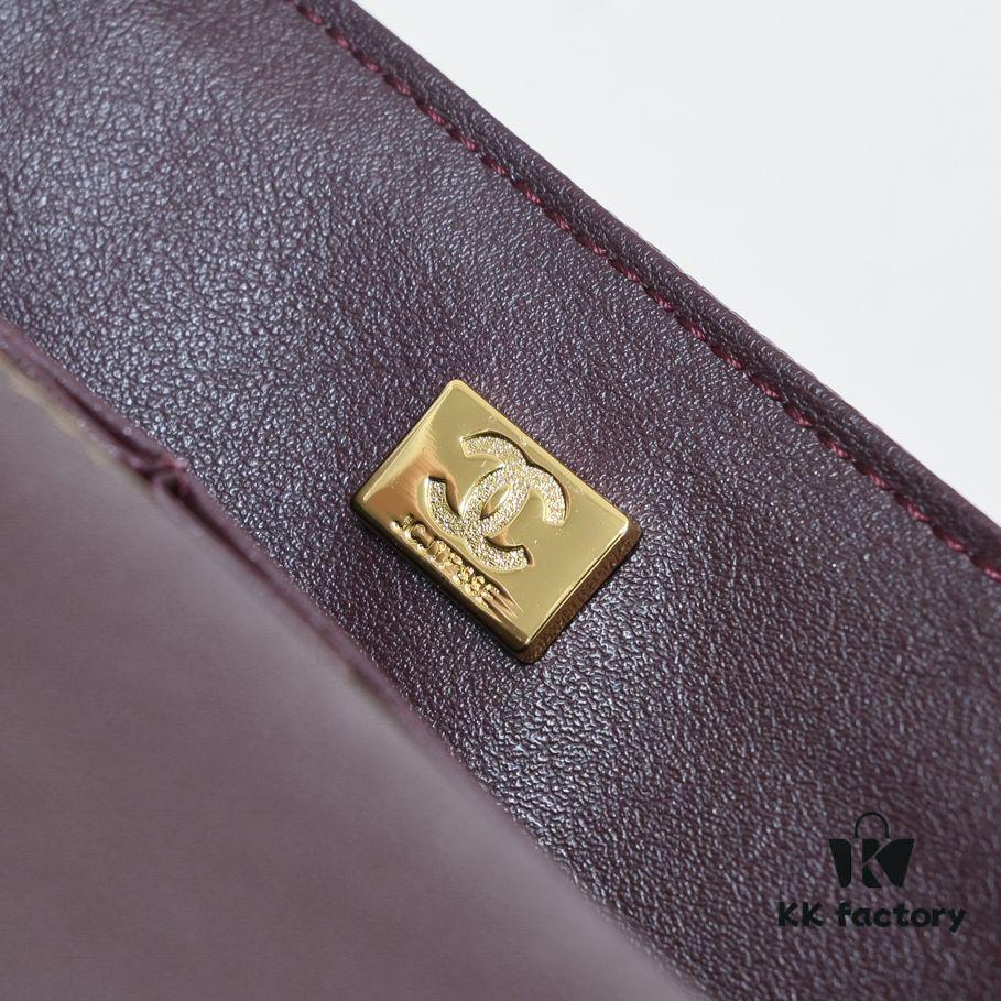 Burgundy Red Chanel CF2.55, Ultimate Masterpiece in Exotic Caviar-Grained Calfskin with Genuine 18K Gold Hardware