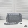 Gray Chanel Classic Lambskin Crossbody Bag with Red Interior, Summer Style 25.5*16*6.5 cm