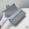Gray Chanel Classic Lambskin Crossbody Bag with Red Interior, Summer Style 25.5*16*6.5 cm