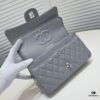 Gray Chanel Classic Lambskin Crossbody Bag with Red Interior, Summer Style 25.5*16*6.5 cm