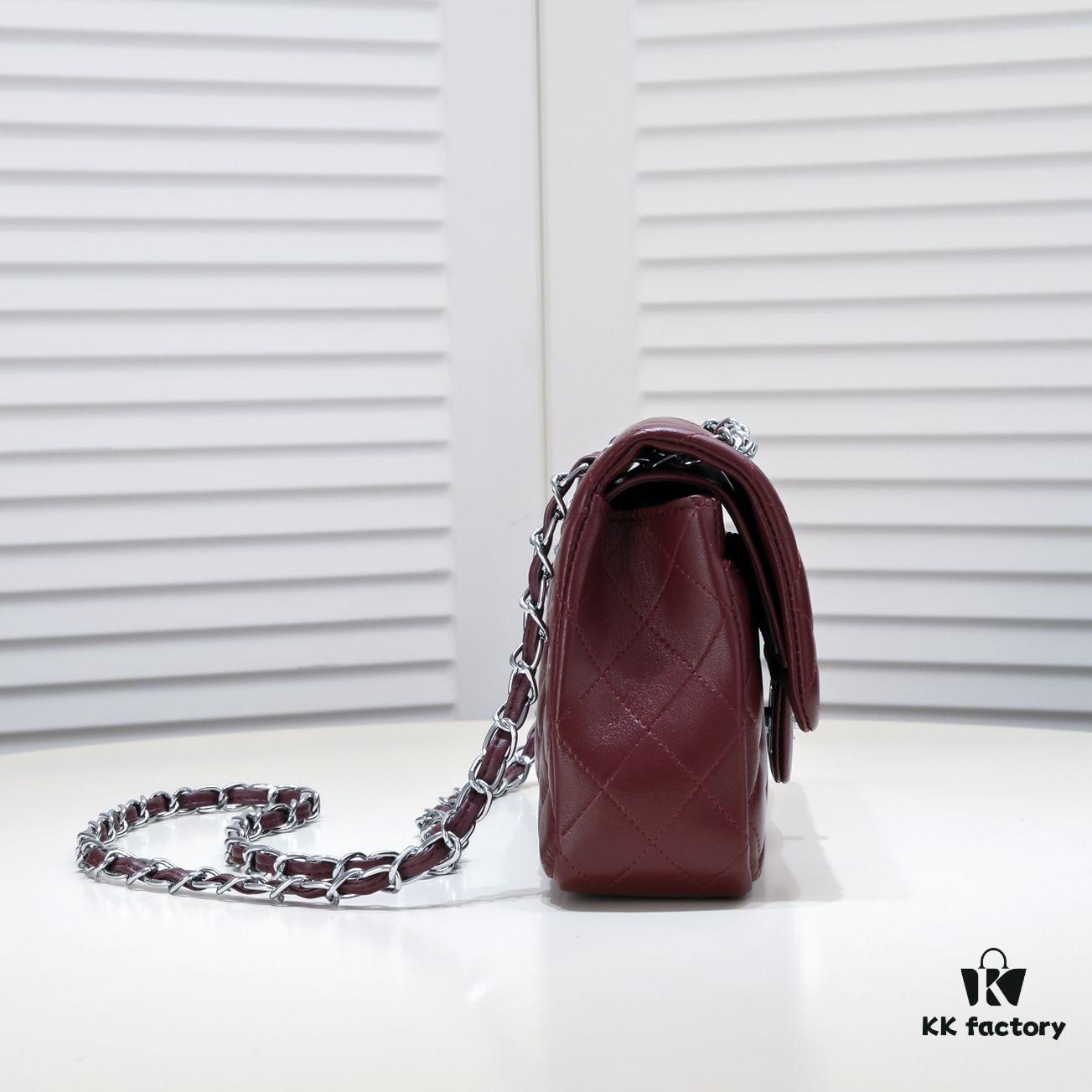 Burgundy Red Chanel Classic Lambskin Crossbody Bag with Original Hardware