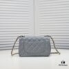 Gray CF Style Caviar Leather Handbag, Versatile Chanel-Inspired Classic Design, Elegant and Soft High-End Leather, Premium Hardware and Craftsmanship