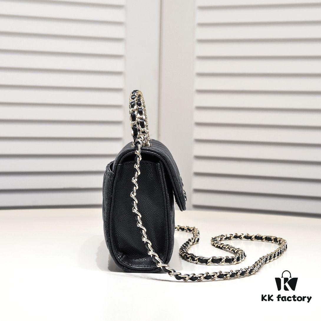 Chanel Kelly Long Handle Bag in Black Calfskin