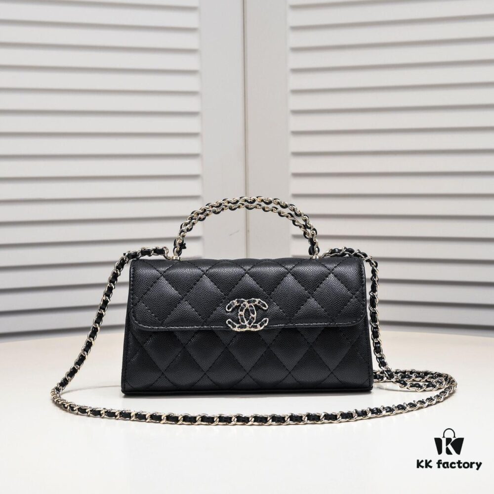 Chanel Kelly Long Handle Bag in Black Calfskin