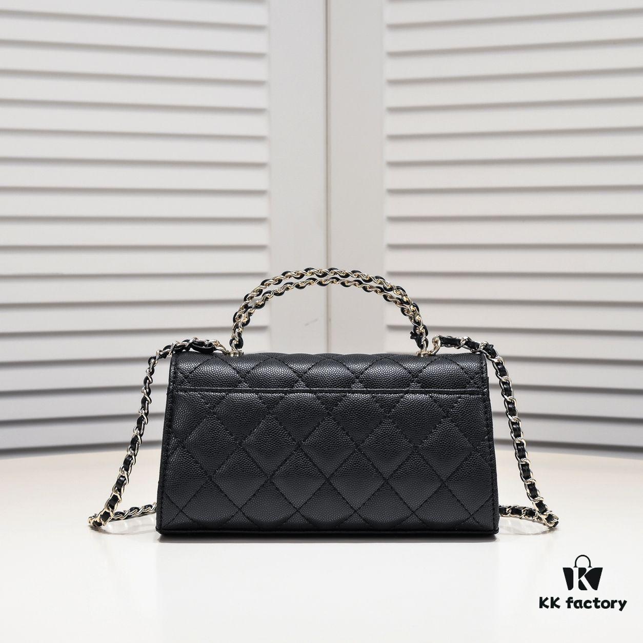 Chanel Kelly Long Handle Bag in Black Calfskin