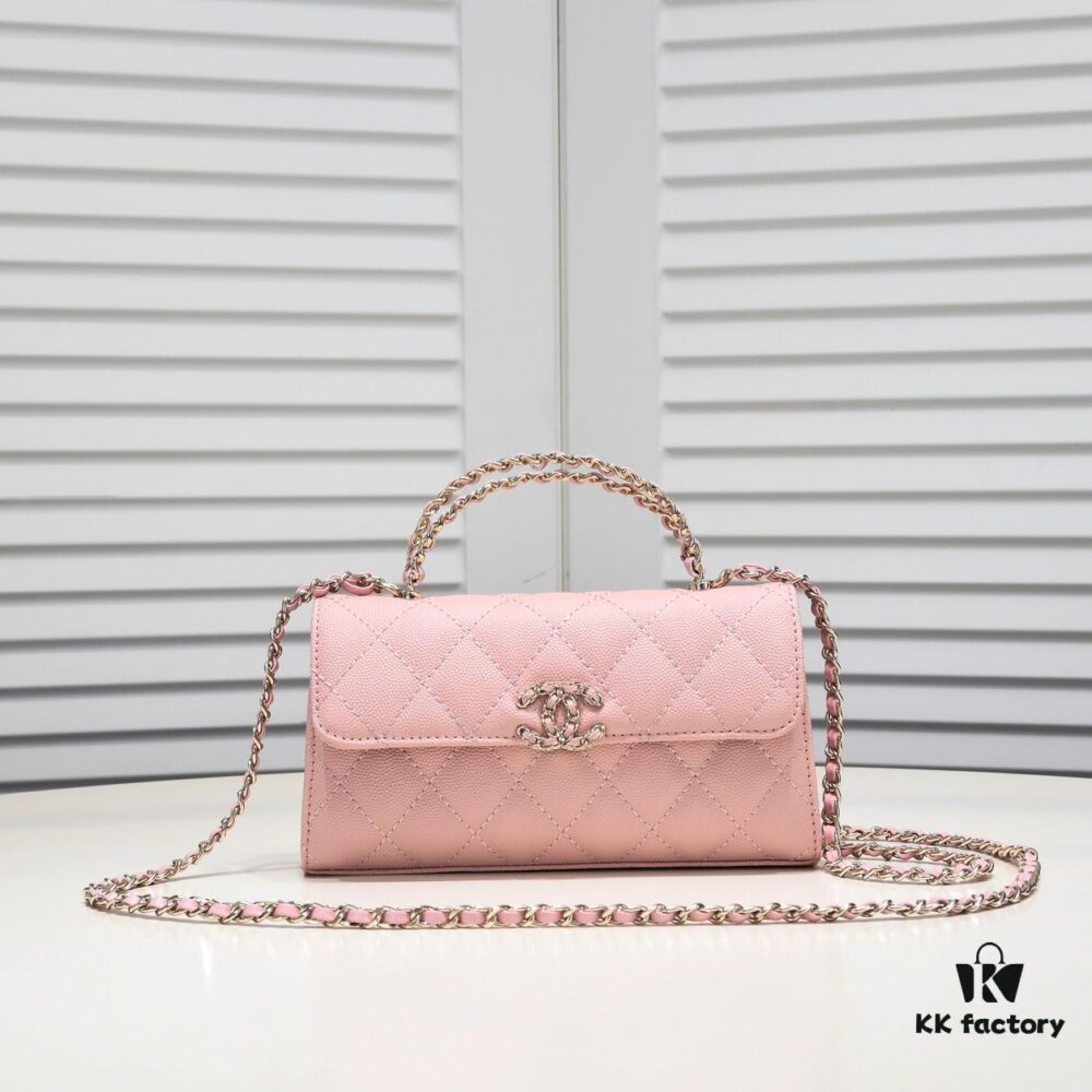 Chanel Black Kelly Bag with Long Handle, 19x10x4.5cm, Calfskin Leather