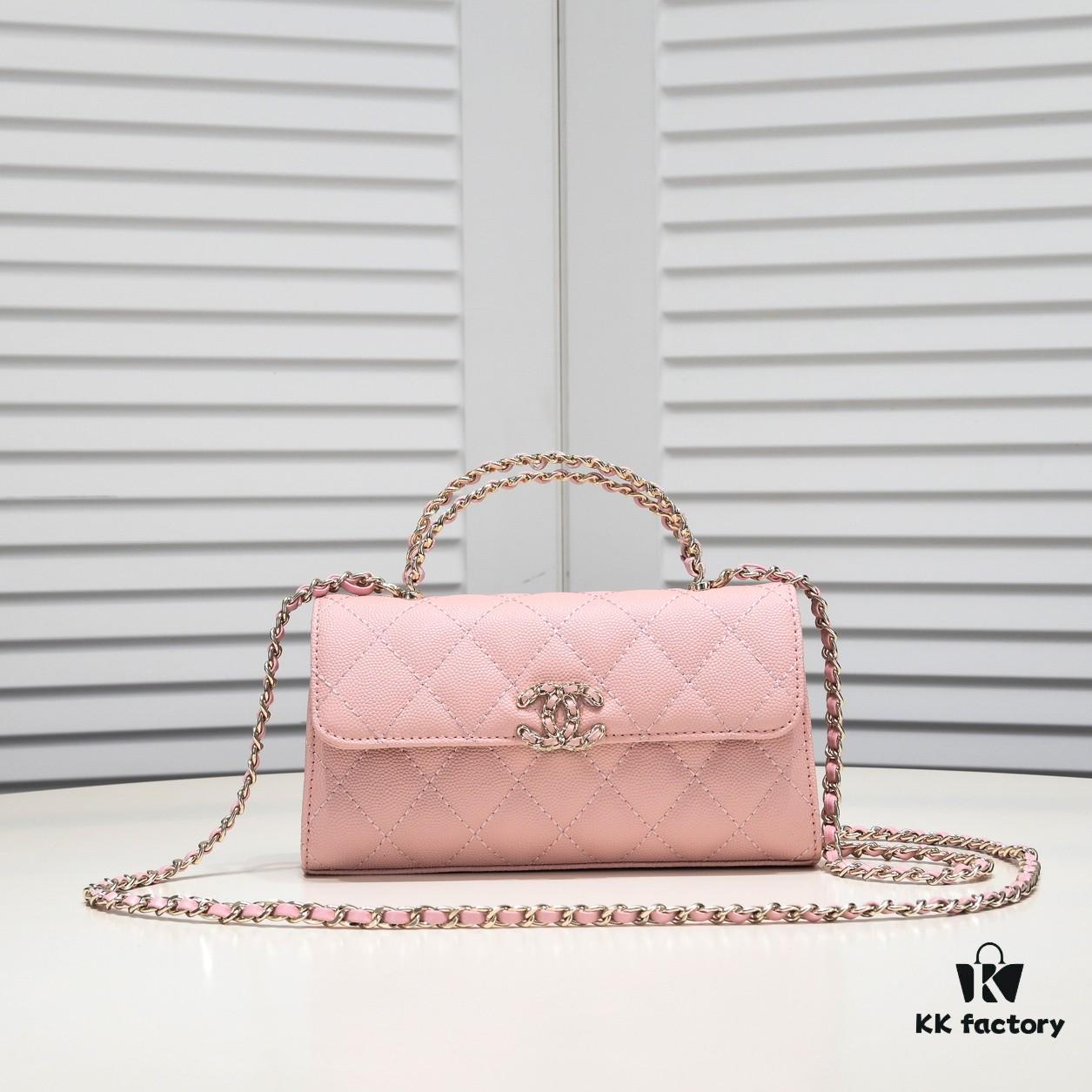 Chanel Black Kelly Bag with Long Handle, 19x10x4.5cm, Calfskin Leather