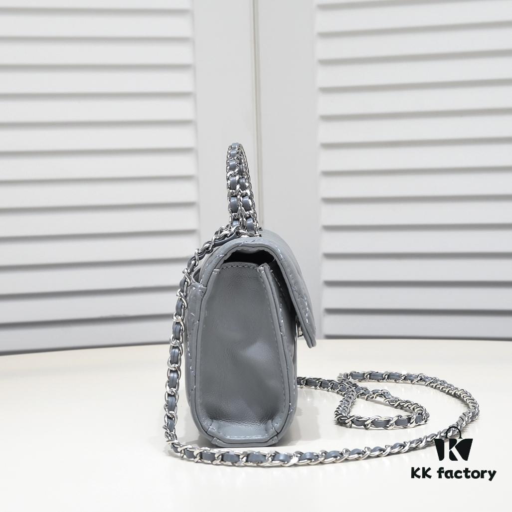 Large Chanel Black Kelly Bag with Long Handle, Lambskin, 19x10x4.5cm