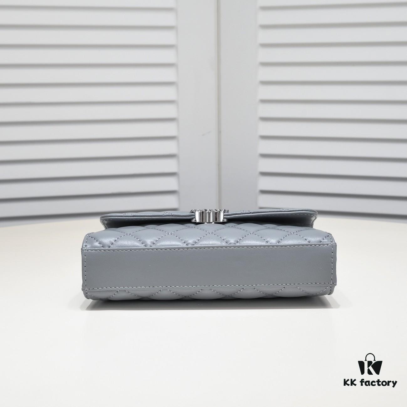 Large Chanel Black Kelly Bag with Long Handle, Lambskin, 19x10x4.5cm