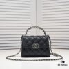 Chanel Black Kelly Long Handle Bag, 23p, Model 9100, Calfskin Leather, Size 15x6x10cm