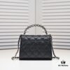 Chanel Black Kelly Long Handle Bag, 23p, Model 9100, Calfskin Leather, Size 15x6x10cm